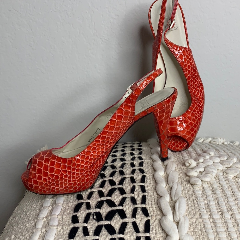 Authentic Stuart Weitzman red snake heels